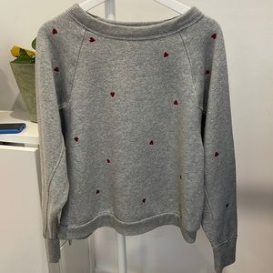 Target Universal Thread Red Hearts on Grey Sweatshirt